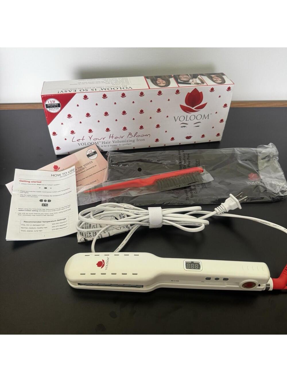 VOLOOM Hair Volumizing Iron Styling Tool White Volumizing Hair Iron Women